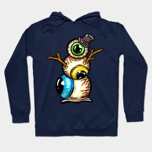 Eyeball Snowman Freaky Weird Art Eyes Illustration Cartoon Hoodie